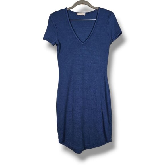 Golden by tna inland V Neck Reposa Knit Dress Bodycon Size S Blue - Picture 2 of 9